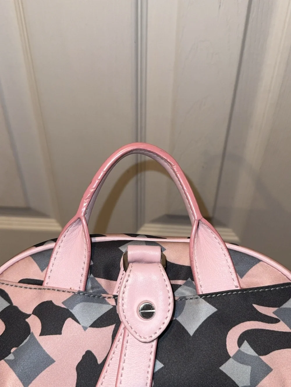 MCM Pink Camouflage Logo Backpack